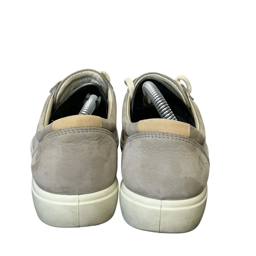 ECCO Soft 7 Nubuck Leather Lace Up Sneakers Gray Comfort Shoes Women's 40‎ US 9